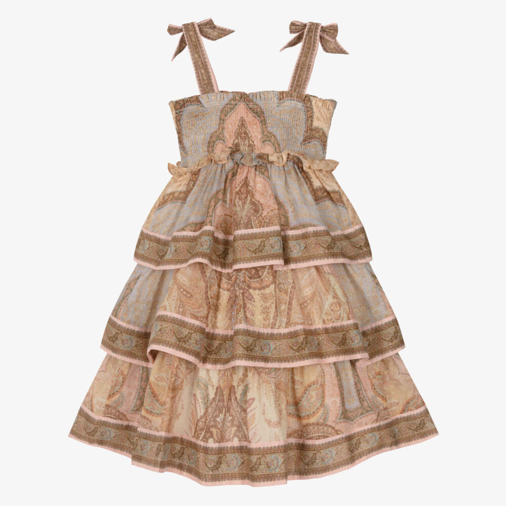 Zimmermann-Brown Tapestry Print Strappy Dress | Childrensalon Outlet