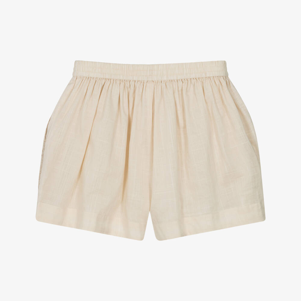 Zimmermann-Girls Beige Cotton Broderie Shorts | Childrensalon Outlet