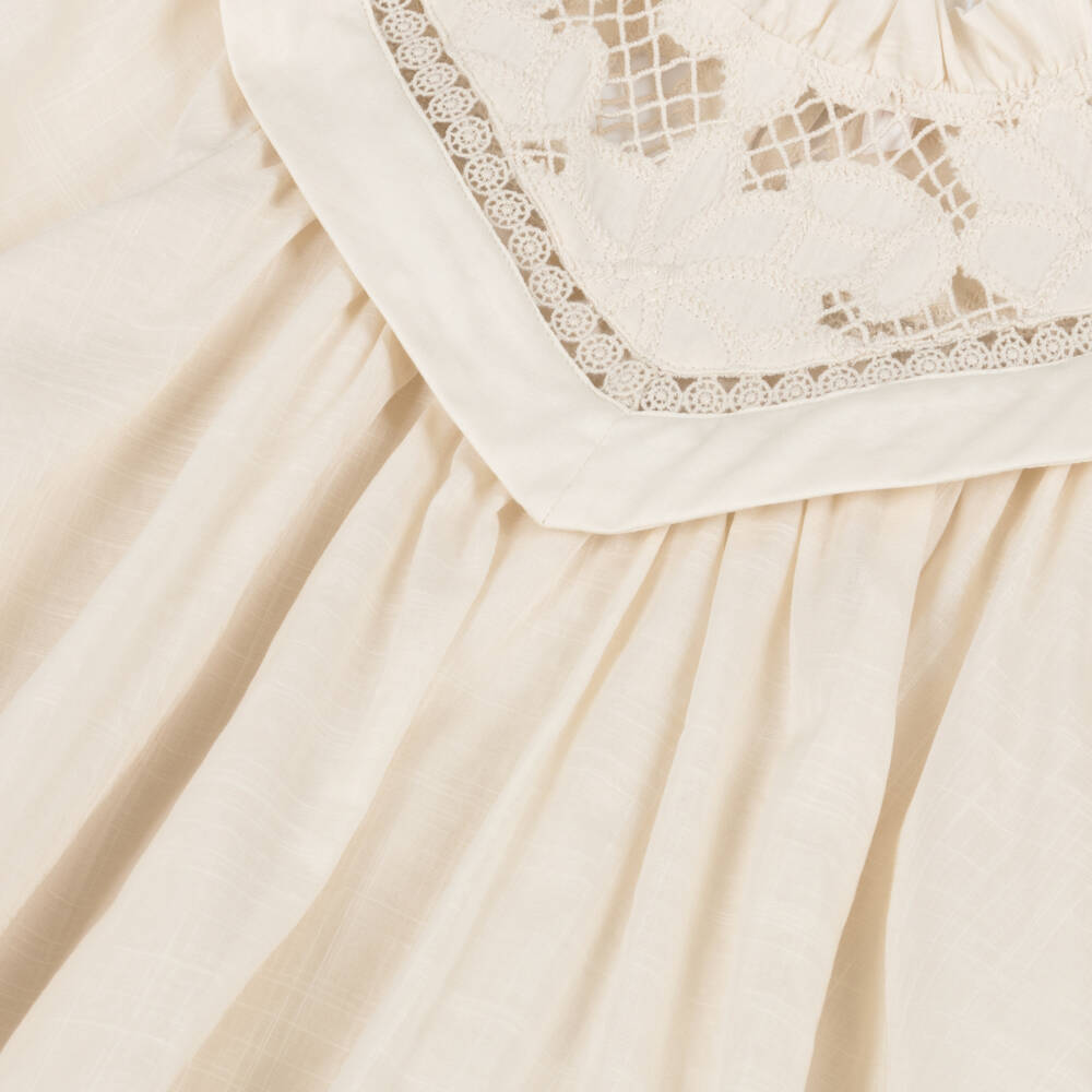 Zimmermann-Girls Beige Embroidered Cotton Blouse | Childrensalon Outlet