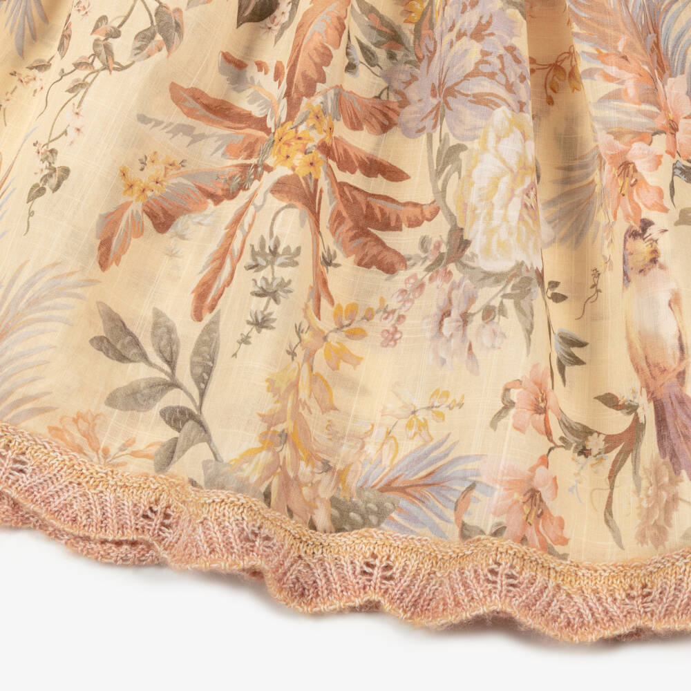 Zimmermann-Girls Beige Knit Floral Ensemble | Childrensalon Outlet