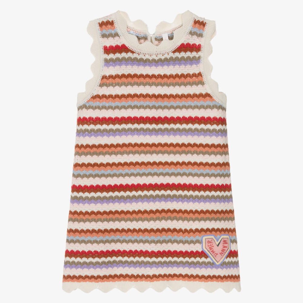 Zimmermann-فستان محبوك مخطط باللون البيج للبنات | Childrensalon Outlet