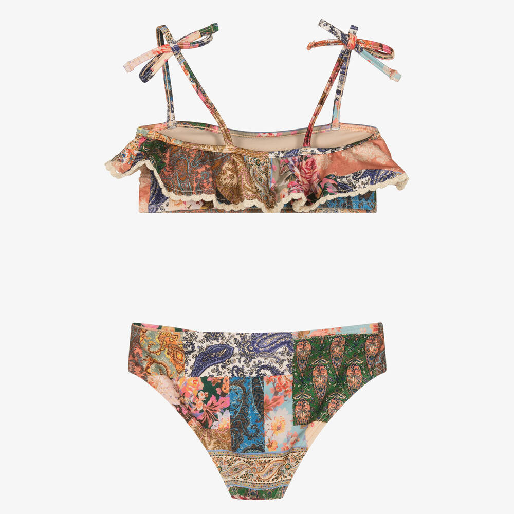 【ZIMMERMANN】ビキニパンツ ZIMMERMANN Zimmermann - Girls Beige Patchwork Paisley Bikini