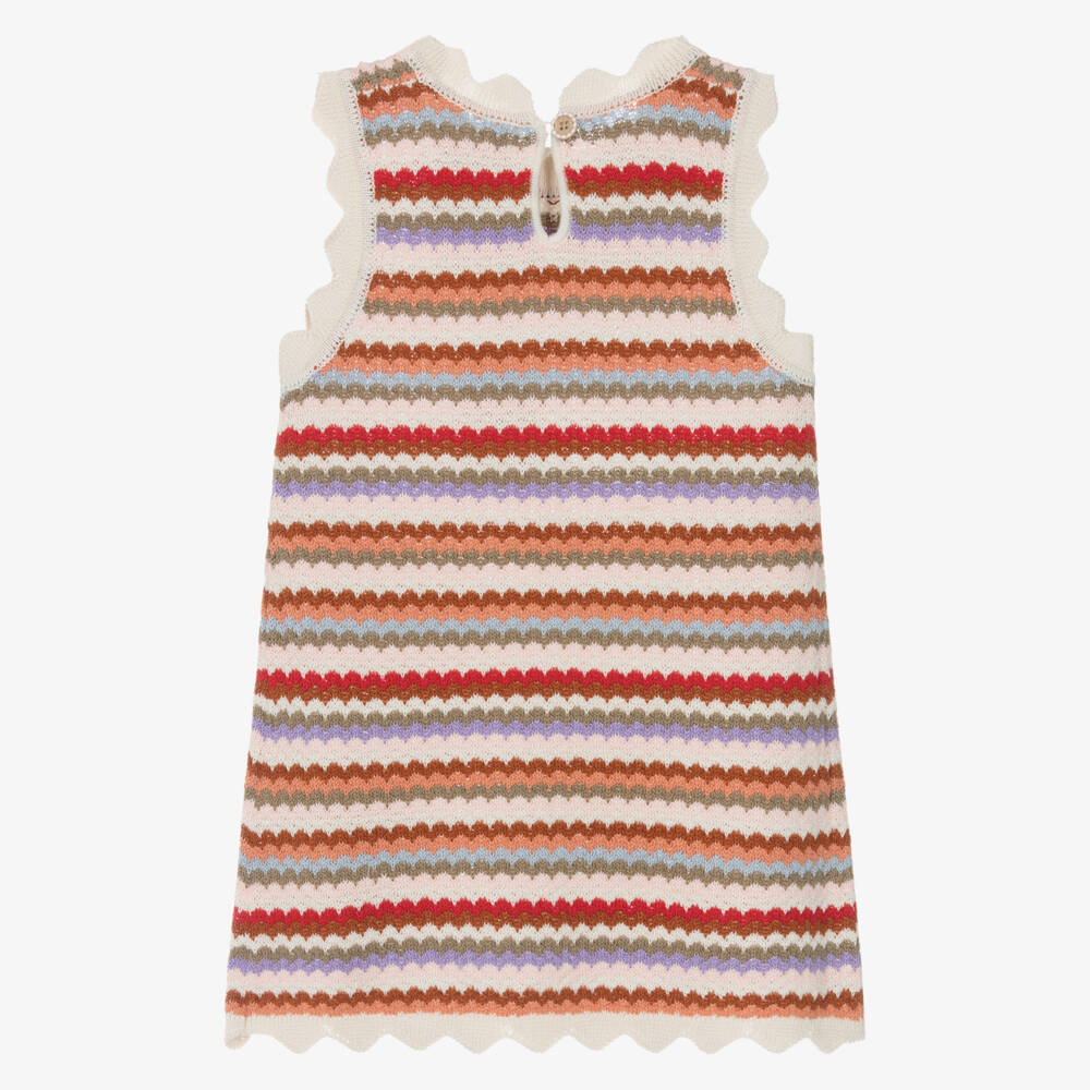 Zimmermann-Girls Beige Striped Knitted Dress | Childrensalon Outlet