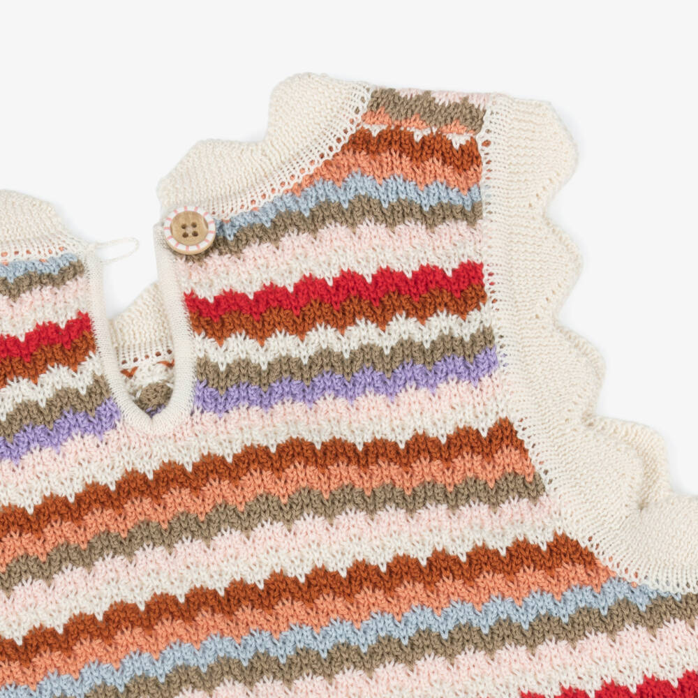 Zimmermann-Girls Beige Striped Knitted Dress | Childrensalon Outlet