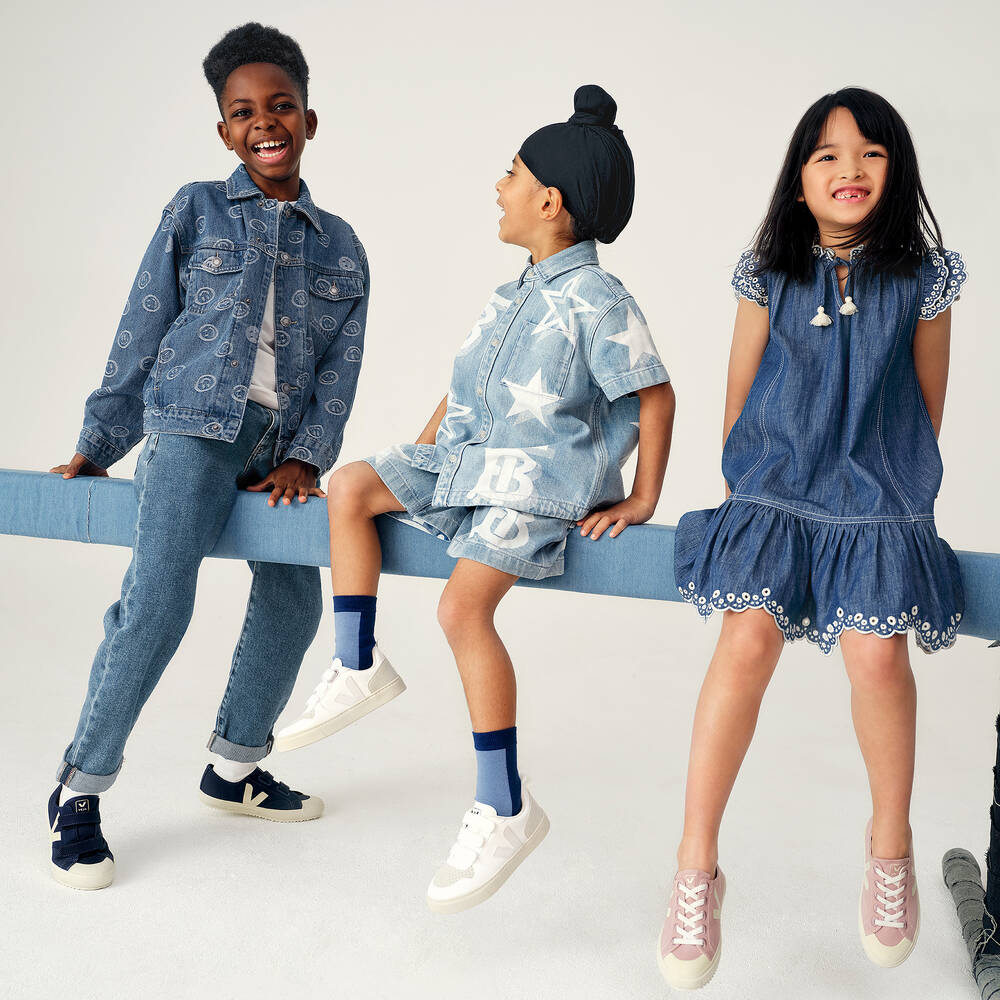 Zimmermann Girls Blue Embroidered Denim Dress Childrensalon Outlet