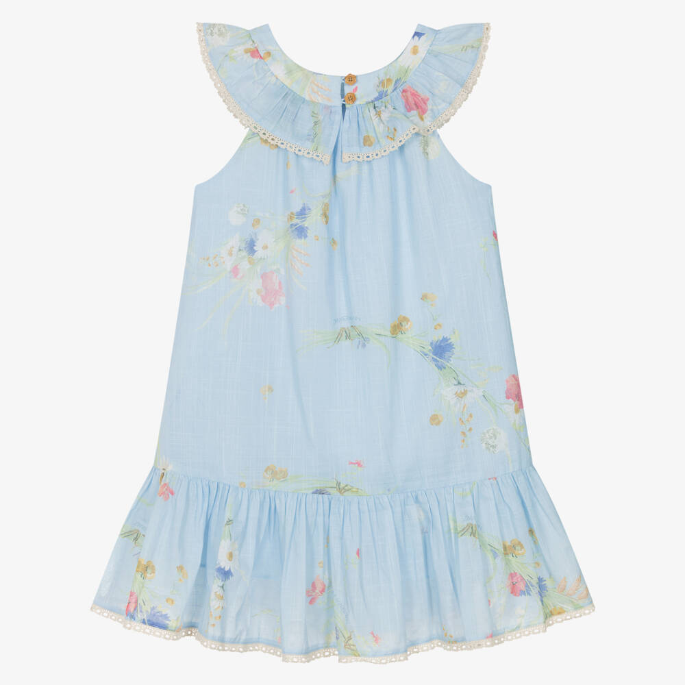 Zimmermann-Girls Blue Floral Cotton Dress | Childrensalon Outlet