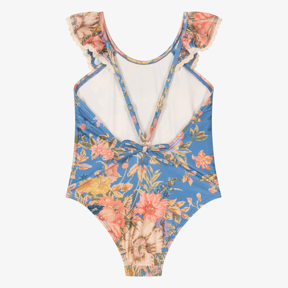 Zimmermann Maillot de bain bleu a fleurs fille Childrensalon Outlet