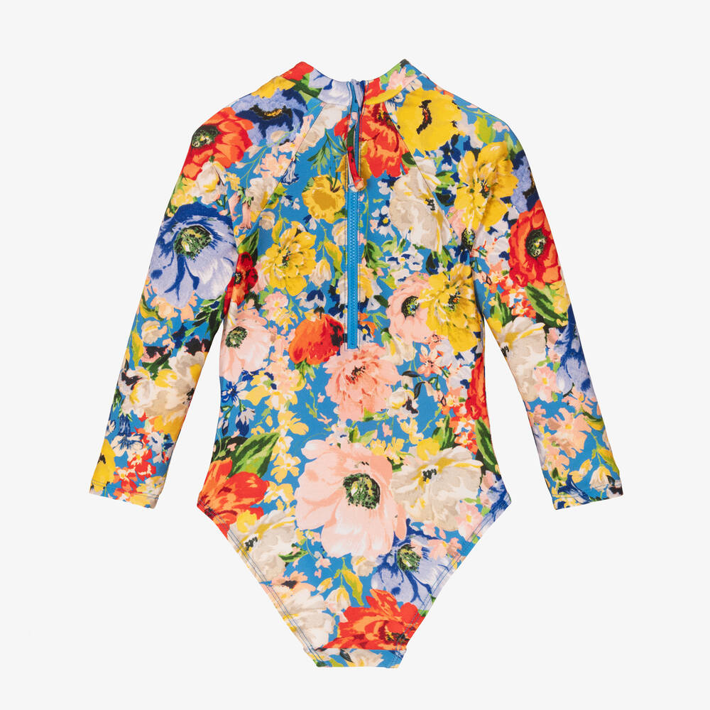 Zimmermann-Girls Blue Floral Swimsuit | Childrensalon Outlet