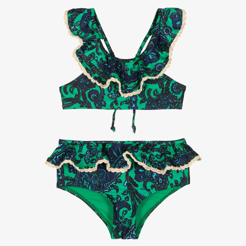 Zimmermann - Paisley-Bikini in Blau und Grün (M) | Childrensalon