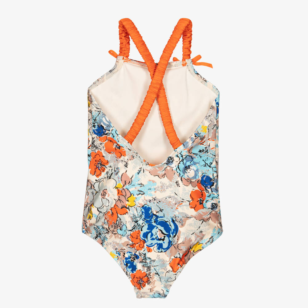 Zimmermann Girls Wylie Long Sleeve Swimsuit in Orange