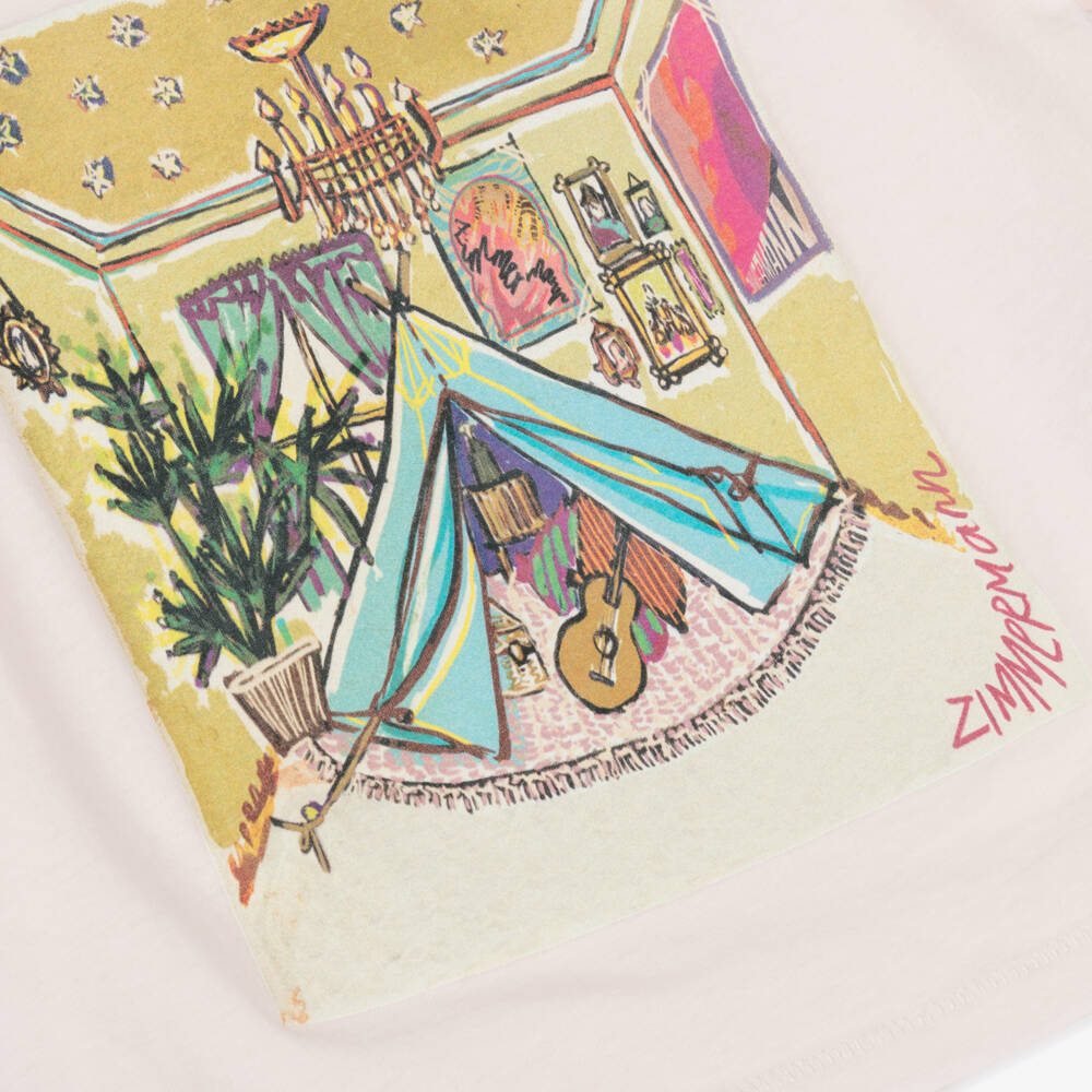 Zimmermann-Girls Blush Print Cotton Tee | Childrensalon Outlet