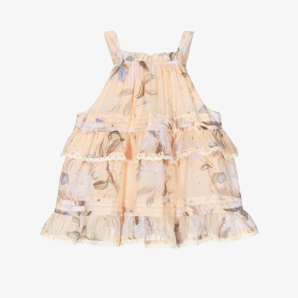 Zimmermann-Girls Cream Floral Cotton Swing Top | Childrensalon Outlet