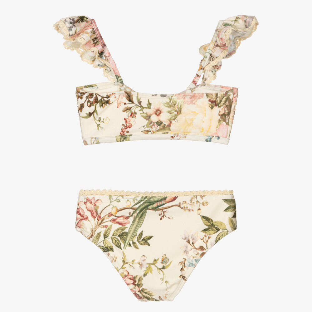 Zimmermann-Girls Cream Floral Crochet Swimwear | Childrensalon Outlet