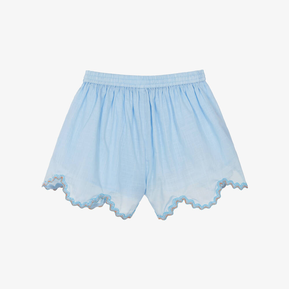 Zimmermann-Girls Dusty Blue Cotton Shorts | Childrensalon Outlet