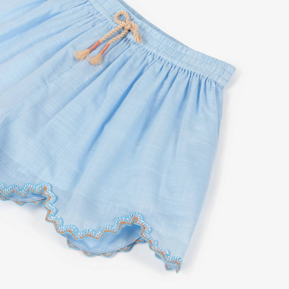 Zimmermann-Girls Dusty Blue Cotton Shorts | Childrensalon Outlet