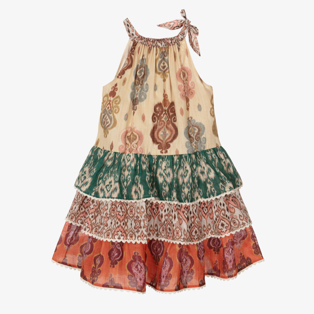 Zimmermann-Girls Elegant Beige & Orange Dress | Childrensalon Outlet