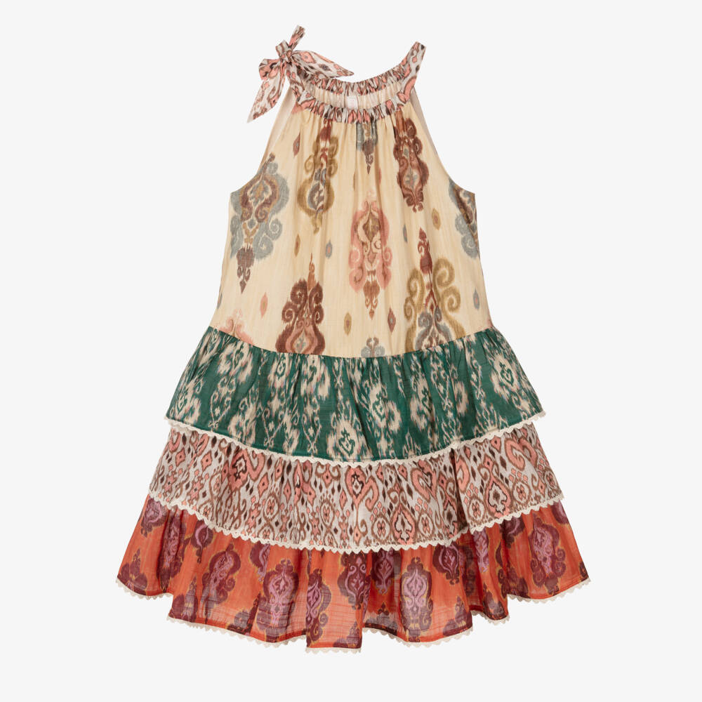 Zimmermann-Элегантное бежевое и оранжевое платье для девочек | Childrensalon Outlet