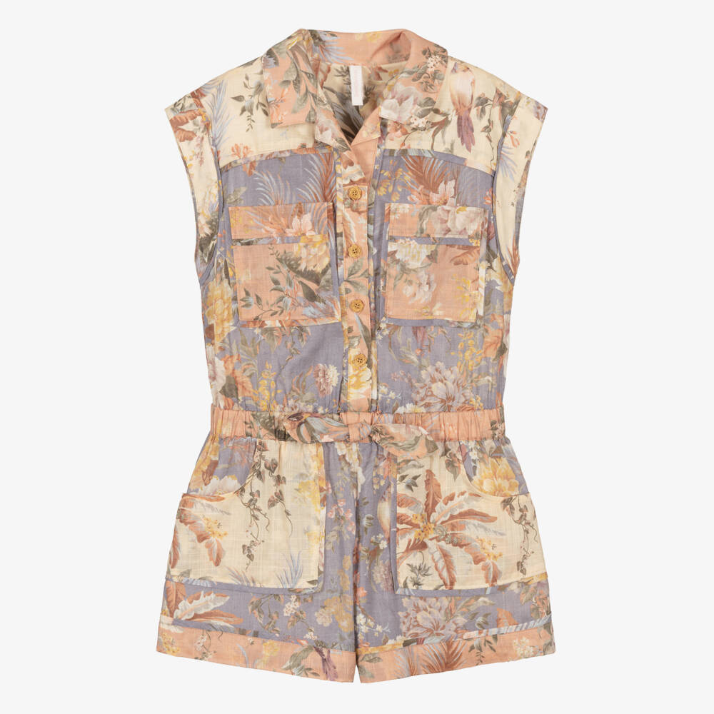 Zimmermann-Girls Floral Cotton Romper Delight | Childrensalon Outlet
