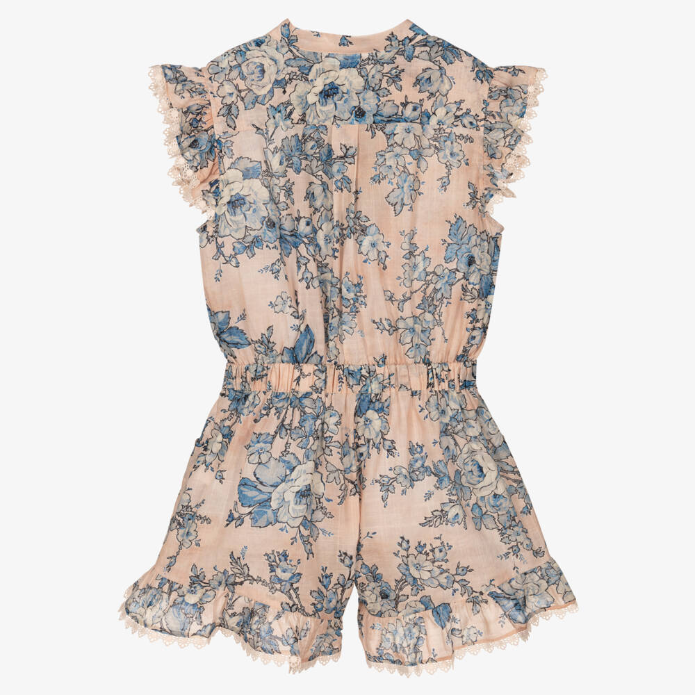 Zimmermann-Girls Floral Frill Cotton Romper | Childrensalon Outlet