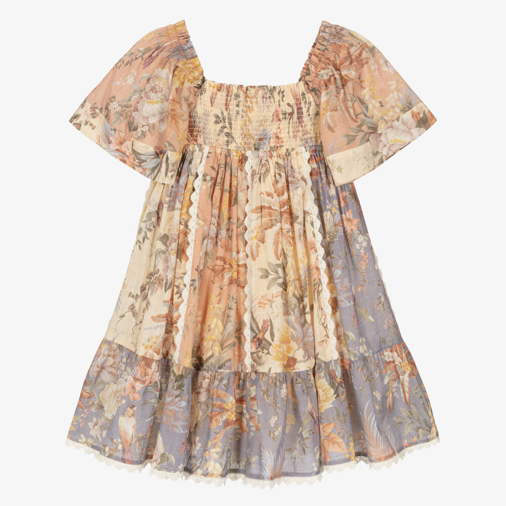Zimmermann-Girls Floral Pink Cotton Frock | Childrensalon Outlet