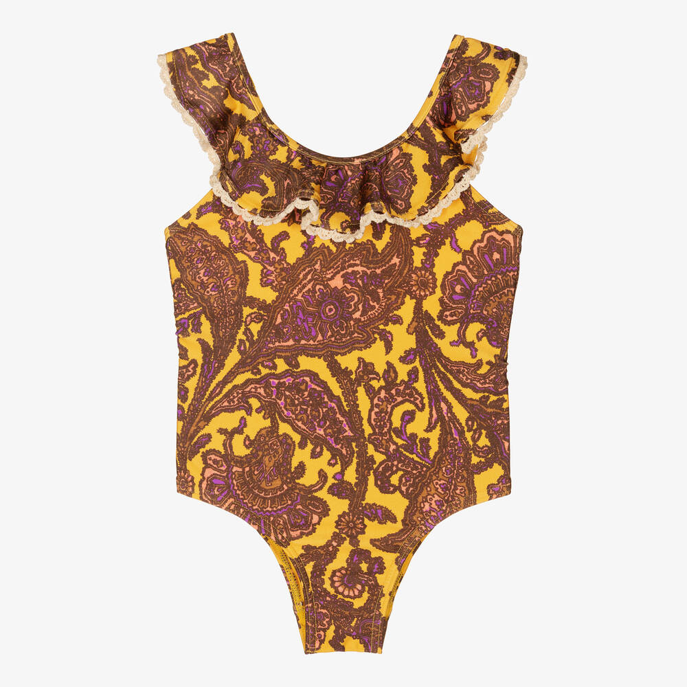 Zimmermann - Girls Gold Scoop Back Swimsuit | Childrensalon