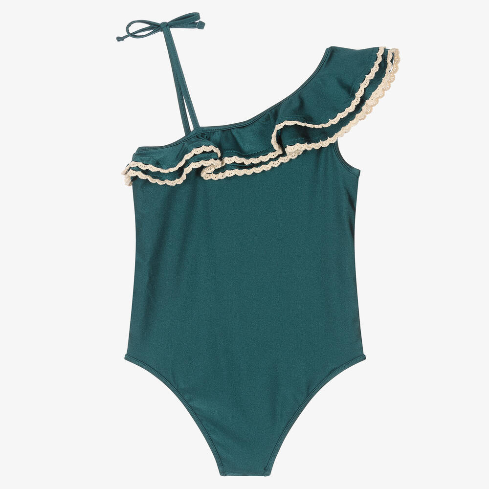 Zimmermann-Зеленый купальник с рюшами | Childrensalon Outlet