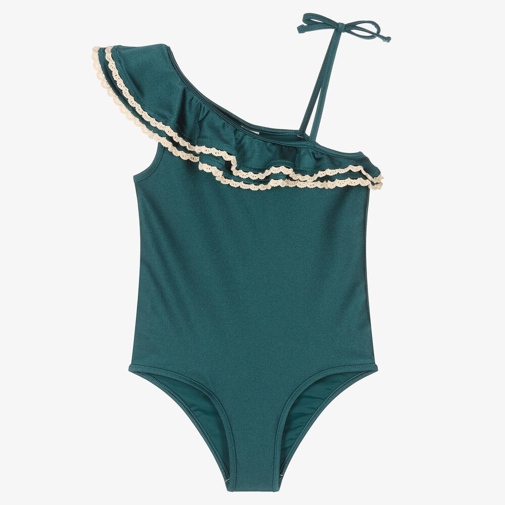 Zimmermann-Girls Green Ruffle Swimsuit | Childrensalon Outlet