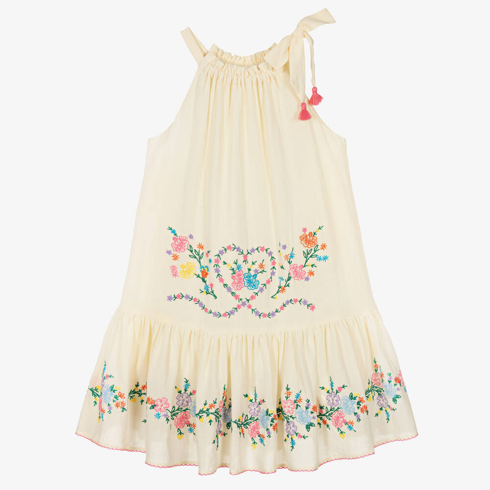Zimmermann - Girls Ivory Embroidered Cotton Dress | Childrensalon