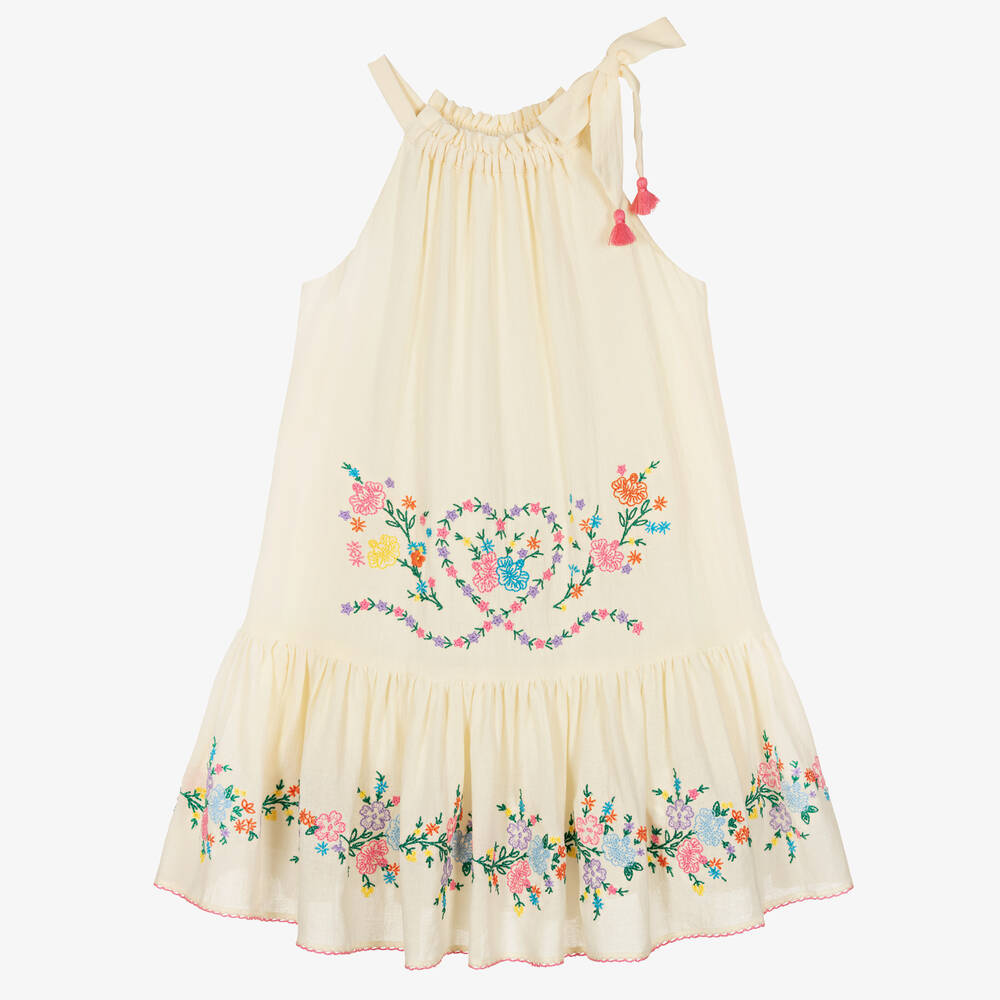 Zimmermann-Кремовое хлопковое платье с вышивкой | Childrensalon Outlet