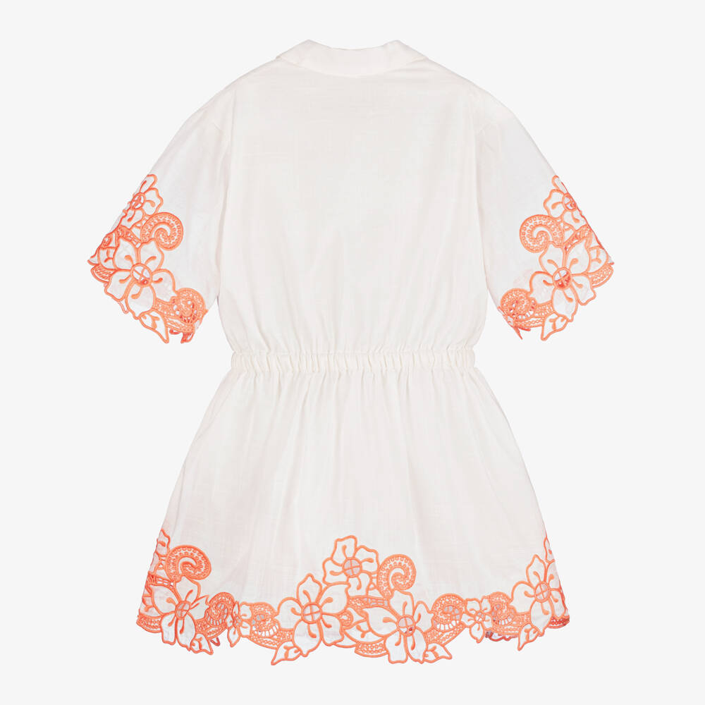 Zimmermann-Girls Ivory Floral Embroidered Dress | Childrensalon Outlet