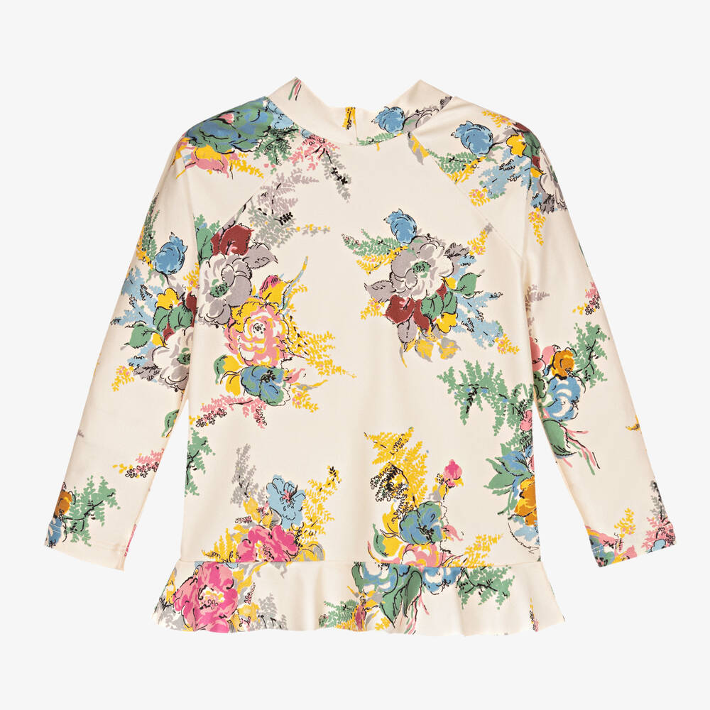 Zimmermann-Girls Ivory Garden Floral Beach Top | Childrensalon Outlet