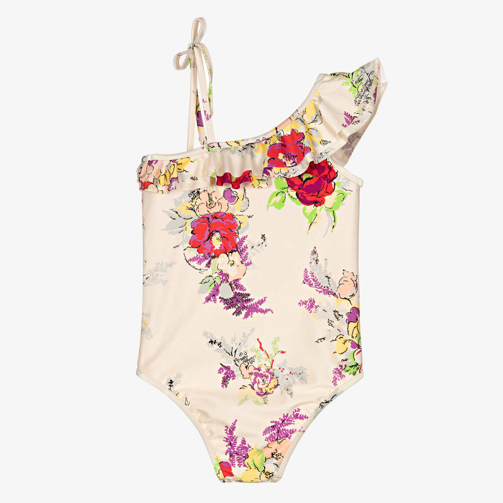Zimmermann-Girls Ivory Garden Floral Swimsuit | Childrensalon Outlet