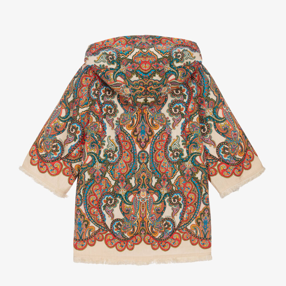 Zimmermann-Girls Ivory Paisley Hooded Kaftan | Childrensalon Outlet