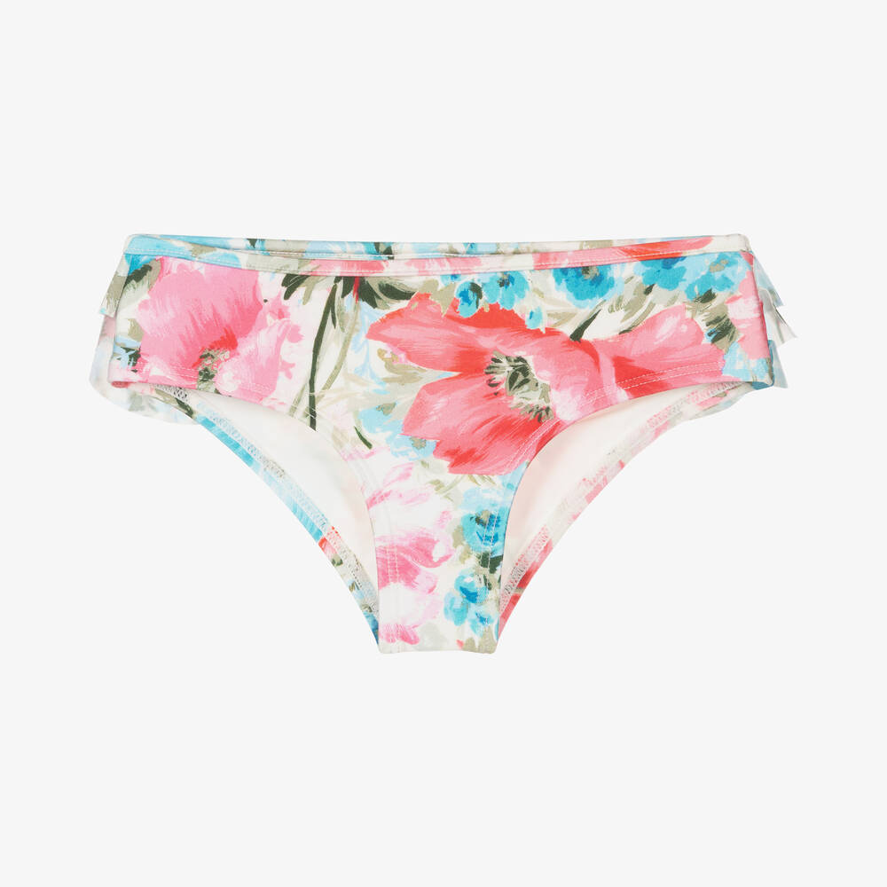 Zimmermann - Girls Ivory & Pink Floral Bikini Bottoms | Childrensalon