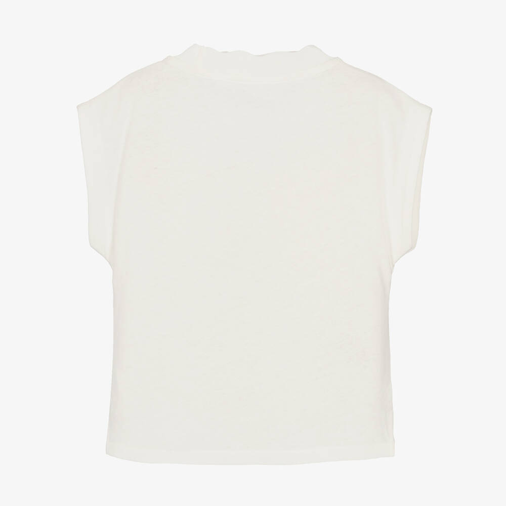 Zimmermann-Girls Ivory Sunshine Print Linen & Cotton T-Shirt | Childrensalon Outlet