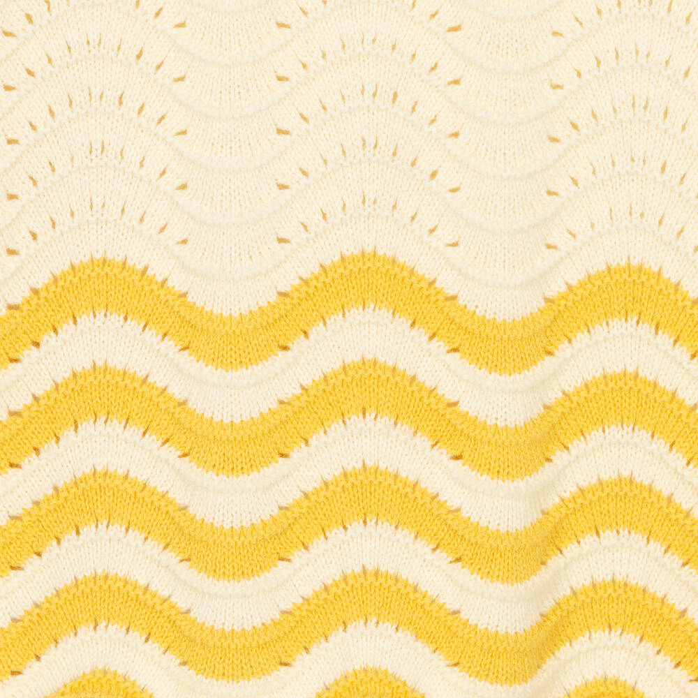 Zimmermann-بلوفر قطن محبوك لون عاجي وأصفر للبنات | Childrensalon Outlet