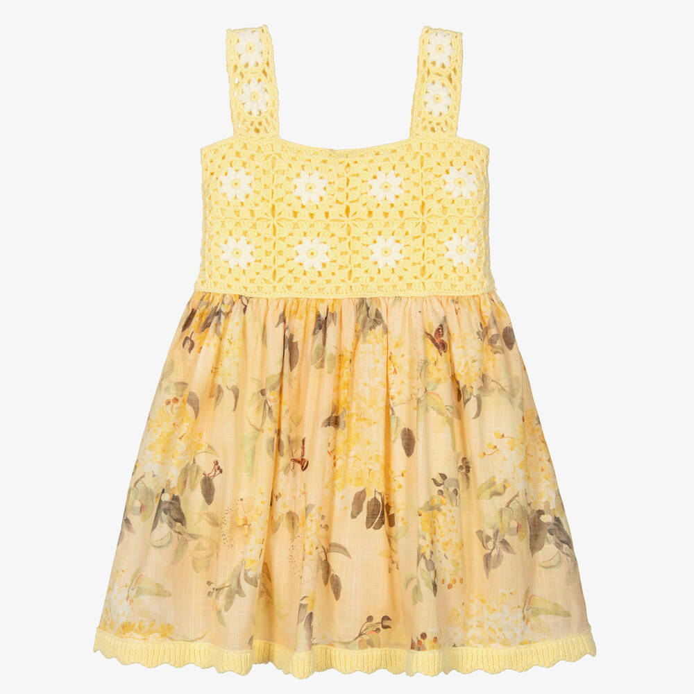 Zimmermann-Girls Lemon Crochet Floral Dress | Childrensalon Outlet