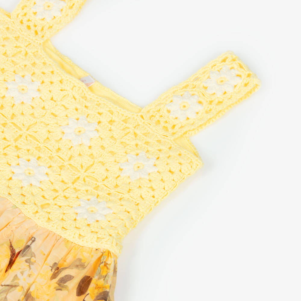 Zimmermann-Girls Lemon Crochet Floral Dress | Childrensalon Outlet