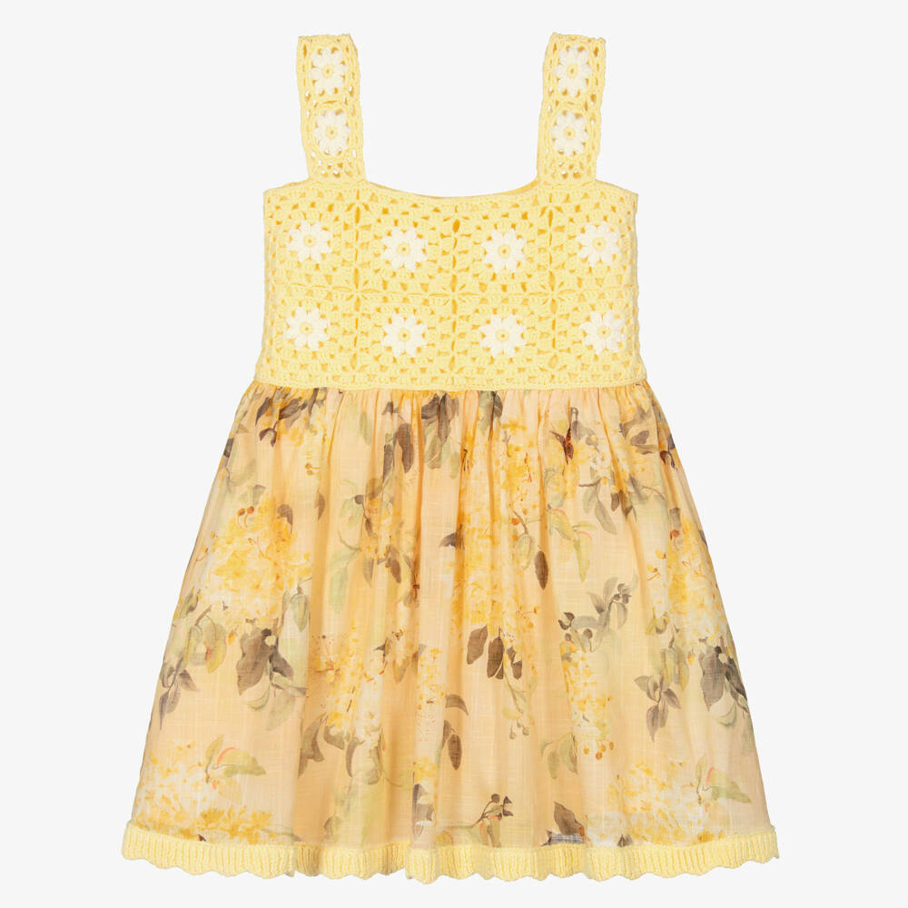 Zimmermann-Girls Lemon Crochet Floral Dress | Childrensalon Outlet