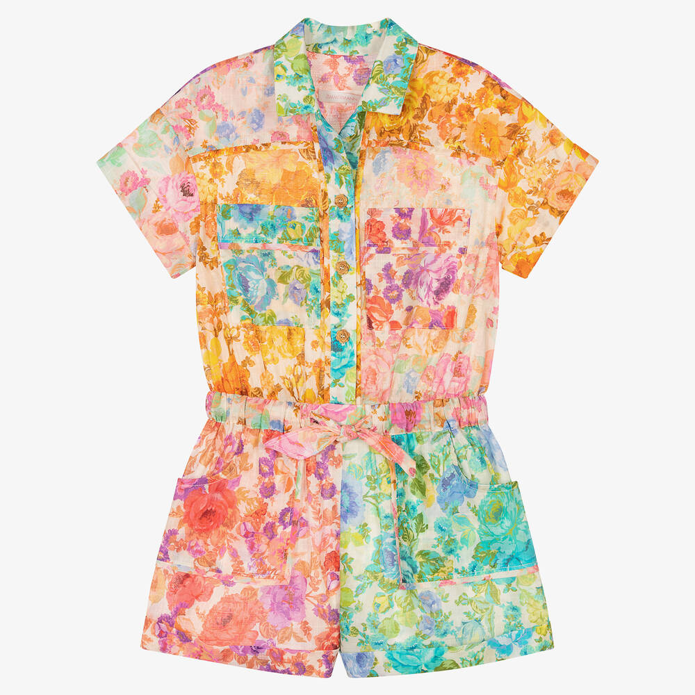 Zimmermann - Girls Multicoloured Floral Cotton Playsuit | Childrensalon