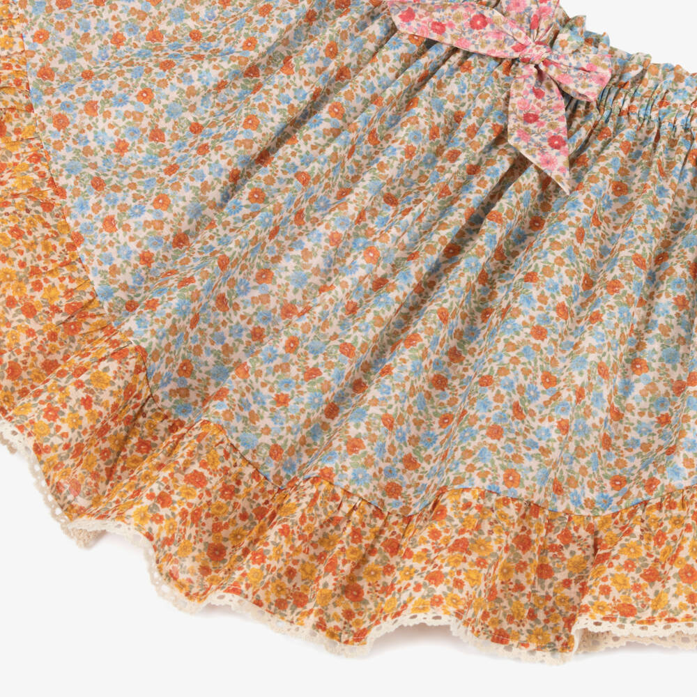 Zimmermann-Girls Orange Floral Cotton Skirt | Childrensalon Outlet