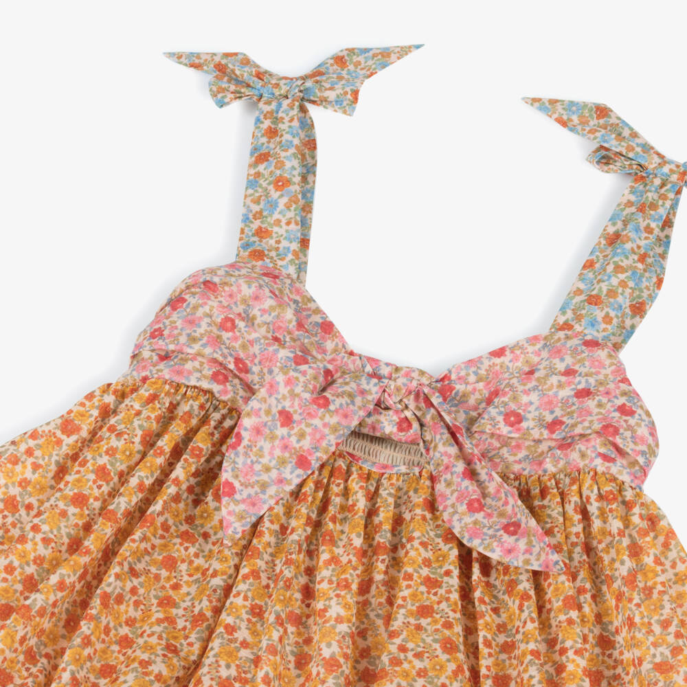 Zimmermann-Оранжевый хлопковый топ с цветочным узором для девочек | Childrensalon Outlet