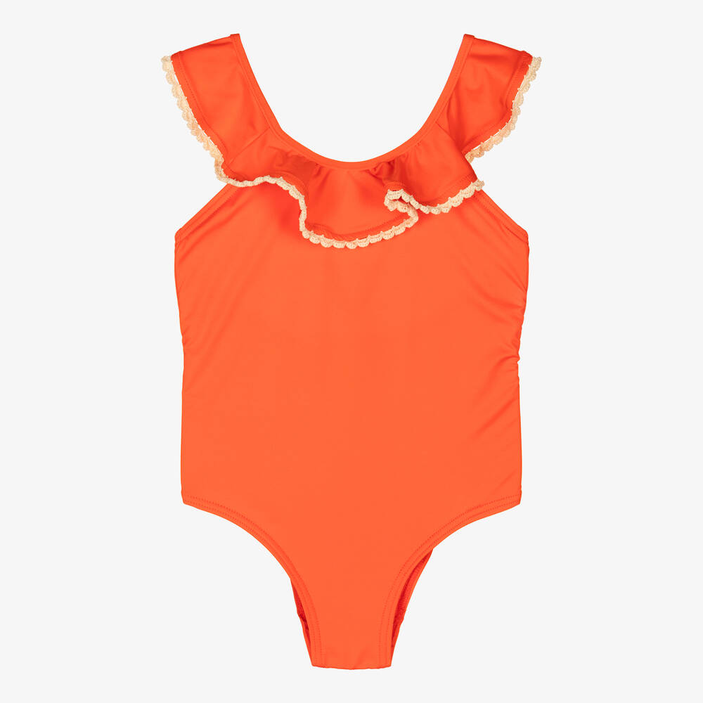 Zimmermann-Girls Orange Scoop Back Swimsuit | Childrensalon Outlet