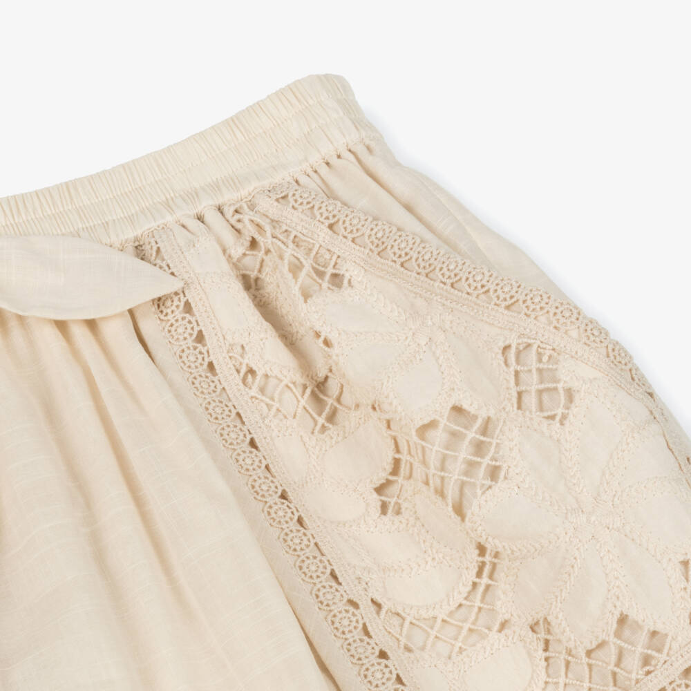 Zimmermann-Бежевые хлопковые шорты с вышивкой для девочек | Childrensalon Outlet