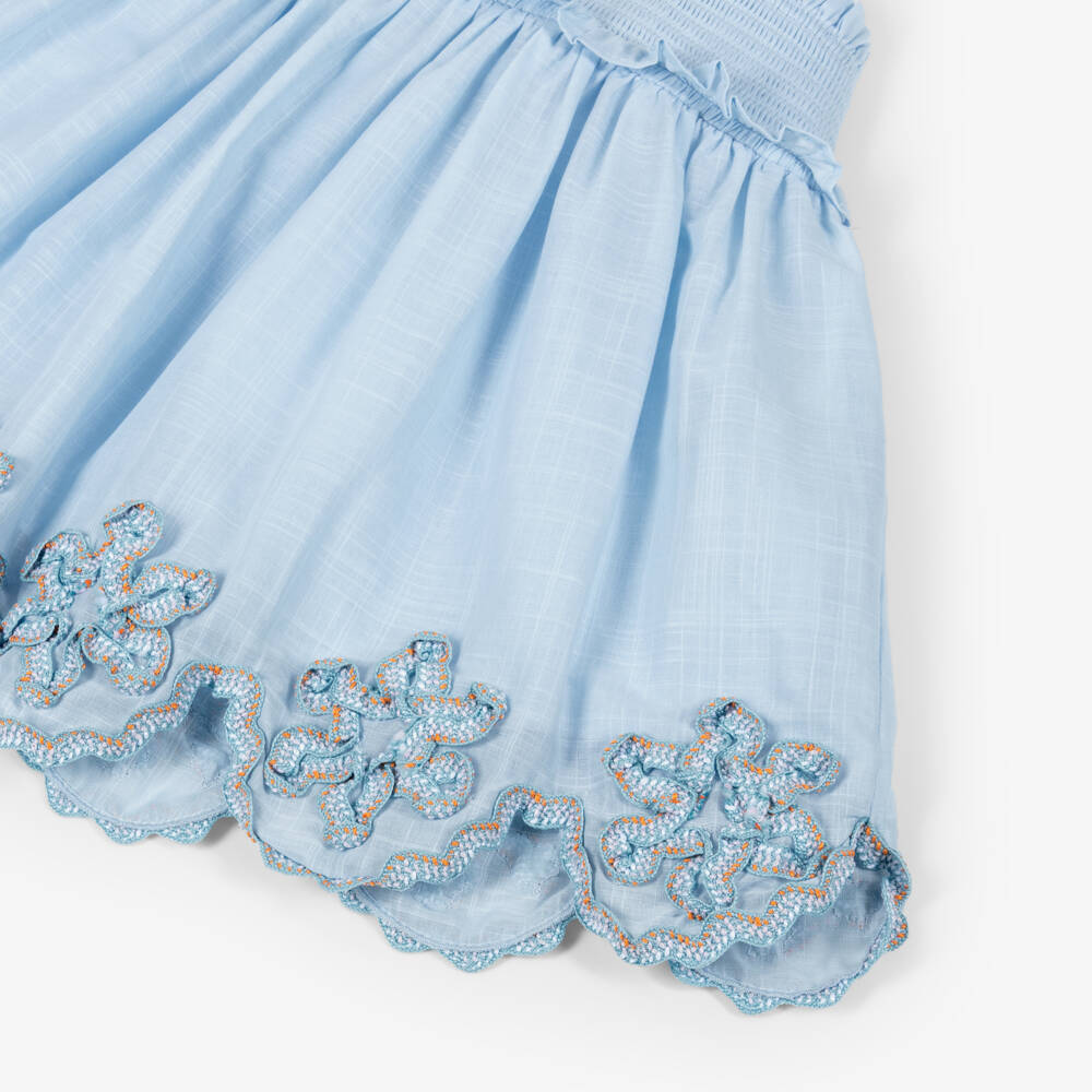 Zimmermann-Хлопковый топ с оборками пыльно-голубой для девочек | Childrensalon Outlet