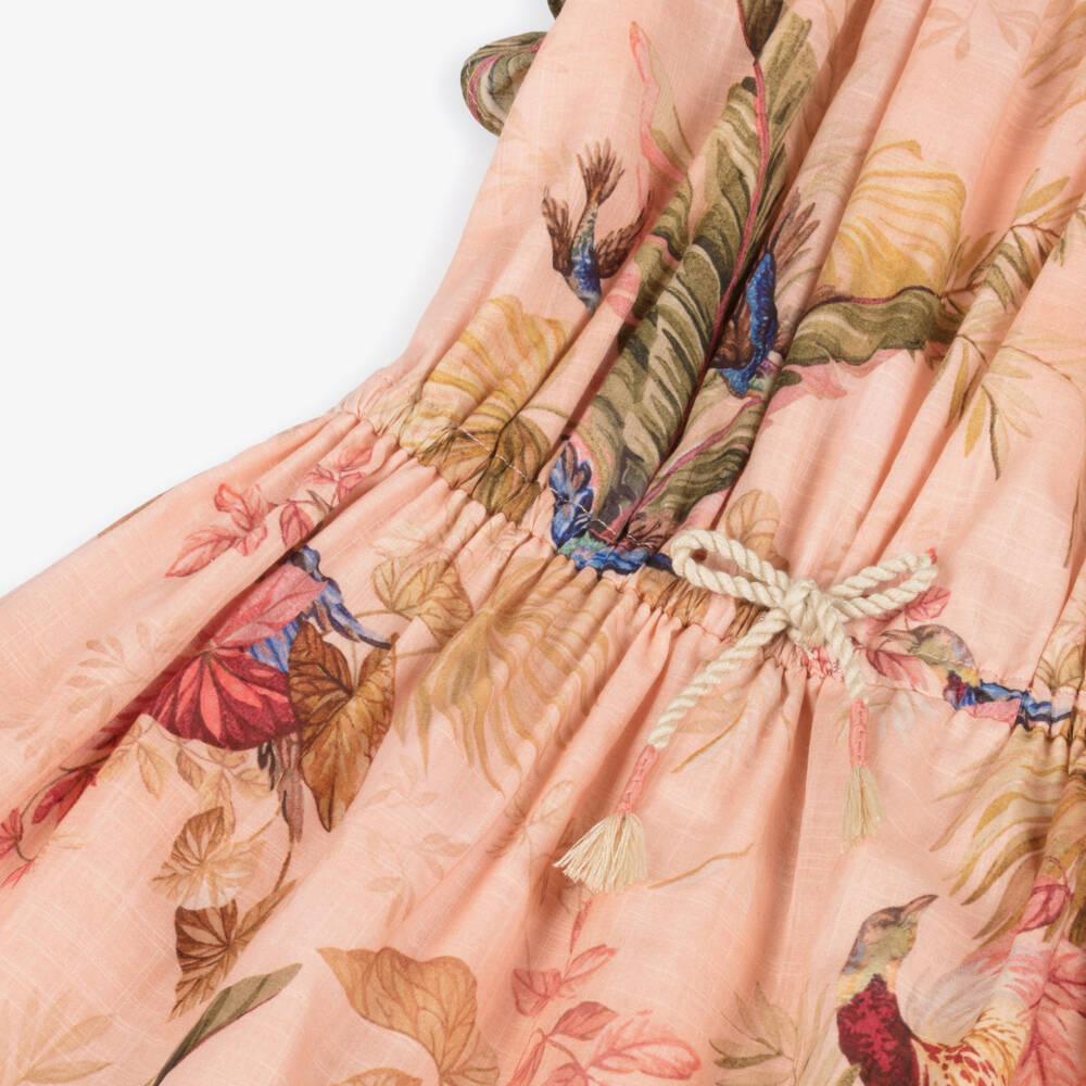 Zimmermann-فستان قطني وردي استوائي للبنات | Childrensalon Outlet