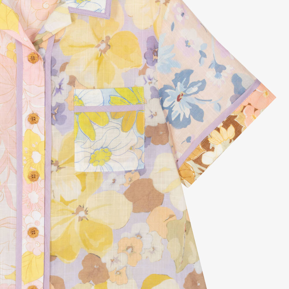 Zimmermann-قميص بطبعة ورود قطن لون بنفسجي و زهري  | Childrensalon Outlet