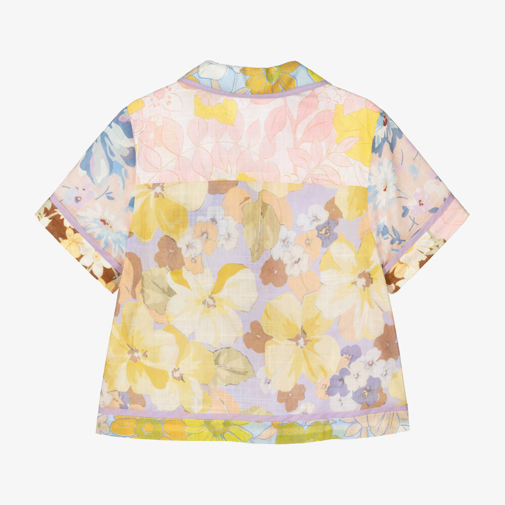 Zimmermann-قميص بطبعة ورود قطن لون بنفسجي و زهري  | Childrensalon Outlet