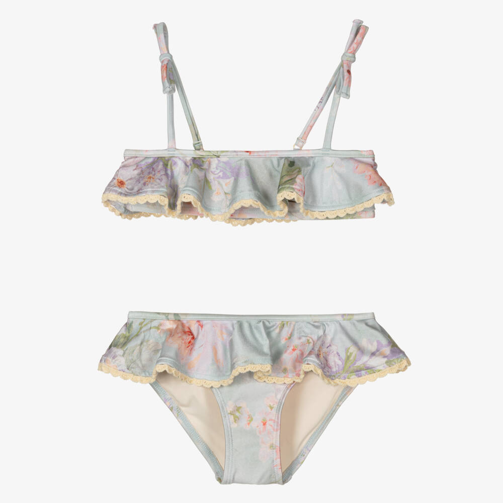 Zimmermann-Girls Pastel Floral Crochet Bikini | Childrensalon Outlet