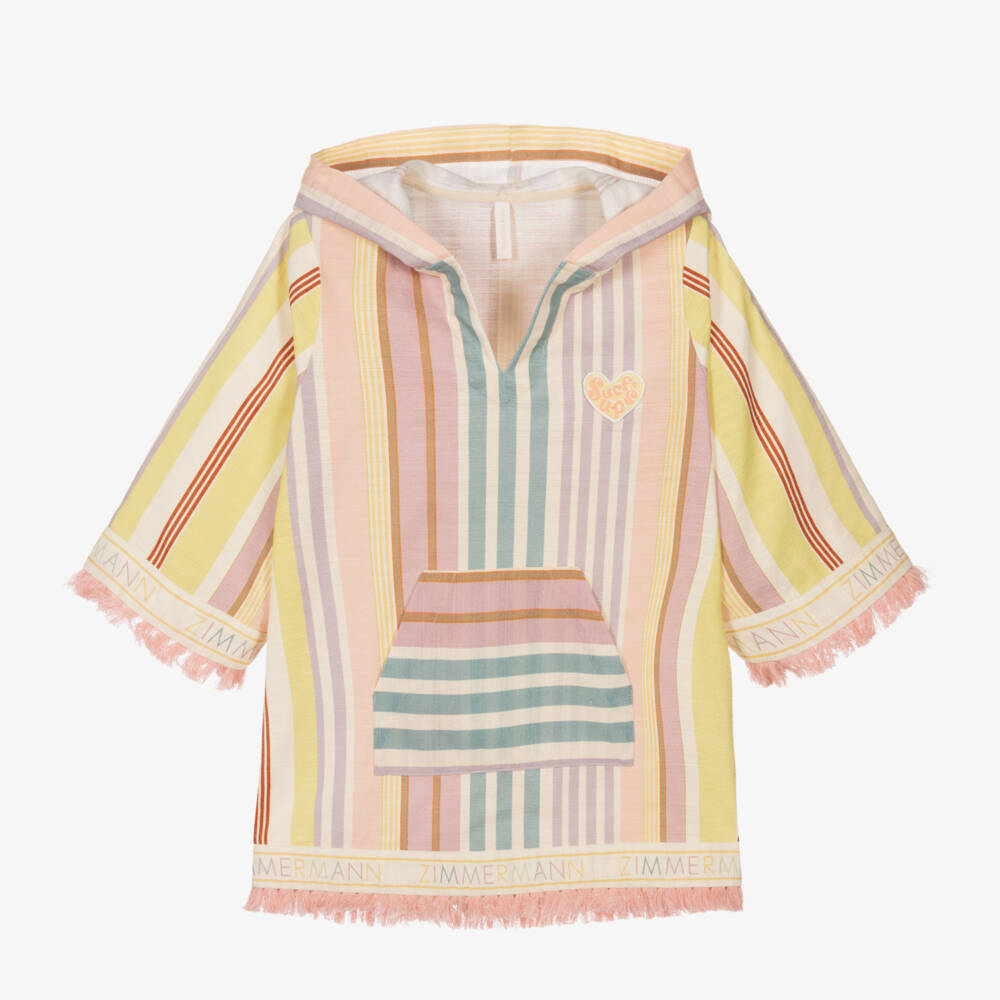 Zimmermann-Girls Pastel Striped Hooded Kaftan | Childrensalon Outlet